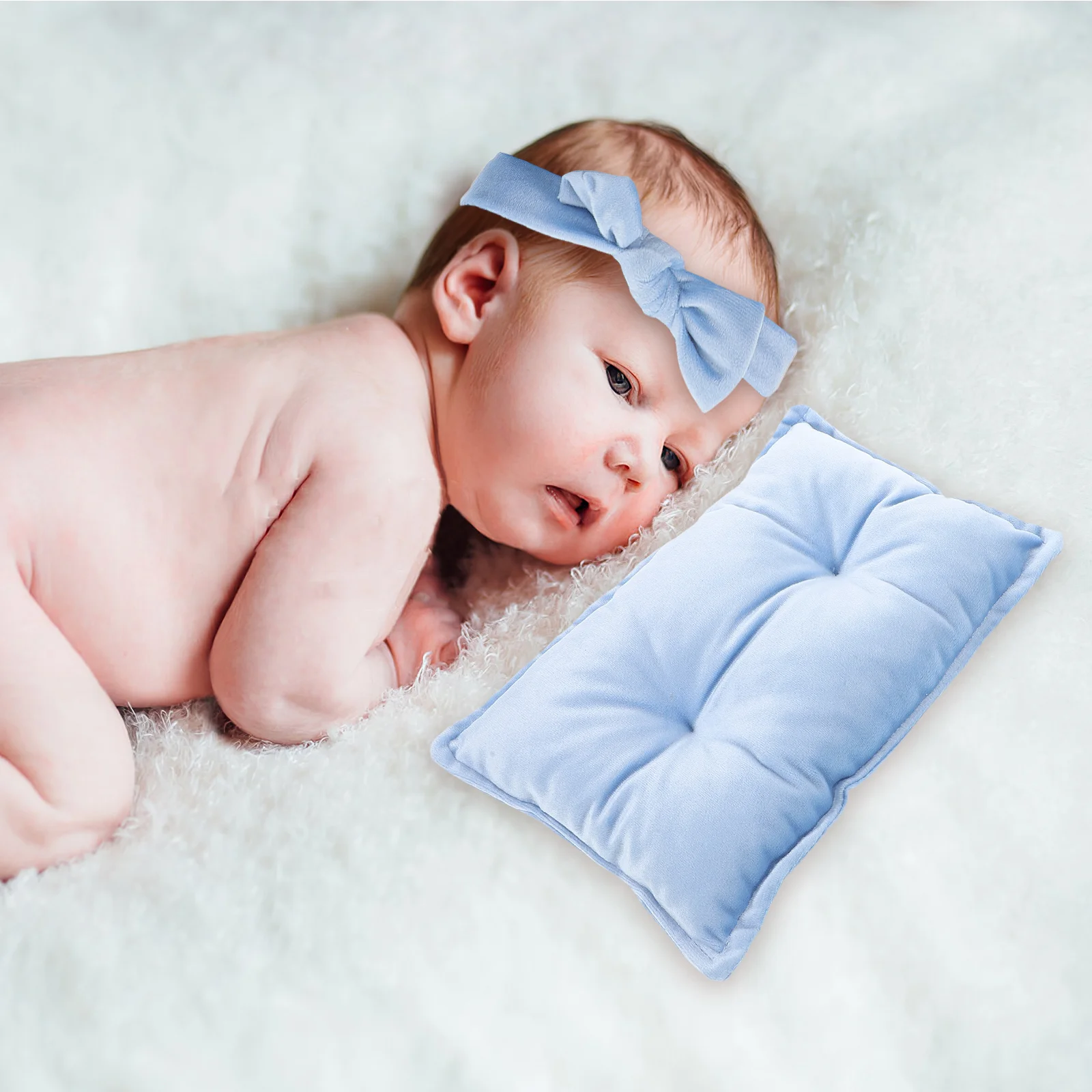 Newborn Photo Pillow Toddler Pillows Baby Girls Hair Bows Headband for Infants Kit