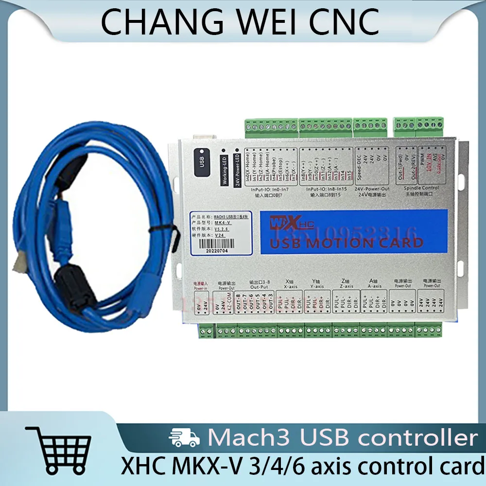 

New Xhc Mkx-v 3/4/6 Axis Control Card 2000khz Mach3 Cnc Usb Controller Adapter Plate Mk3-v Mk4-v Engraving And Cutting Machine