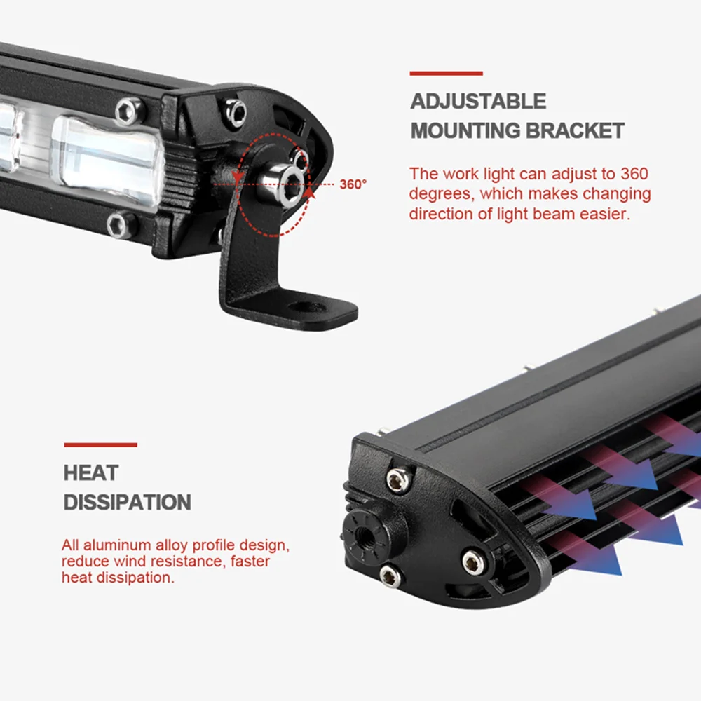 Led Work Light 6D Lens Led Light Bar Flood Light 12V 24V for Tractor Truck Off Road 4WD 4x4 ATV UTV UAZ