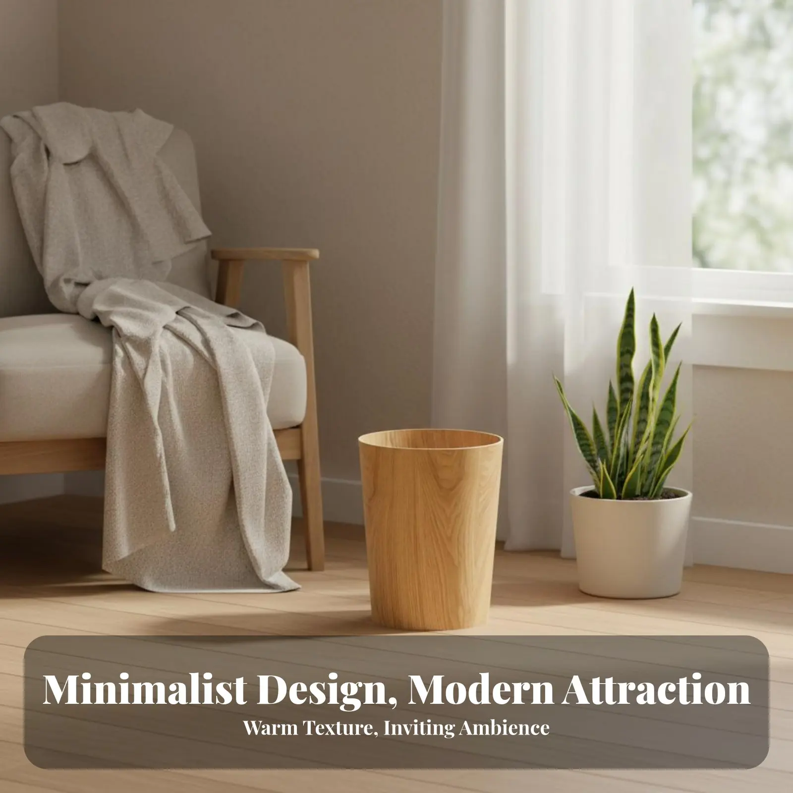 

10 Liter Wooden Trash Can with Lid Minimalist Design Japanese Design Trash Bin Japanese Design Wastebasket Small Footprint