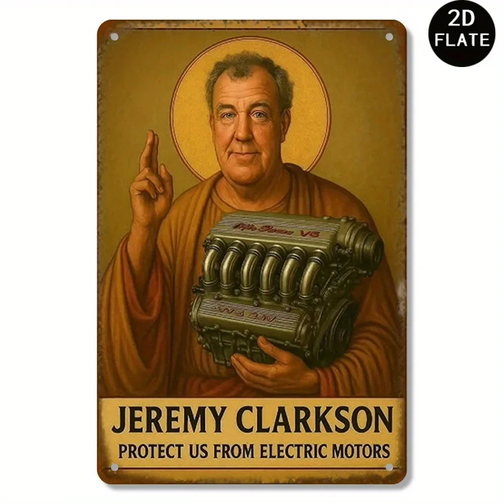 1 Piece of Vintage Jeremy Clarkson Racing Metal Poster – Heavy-Duty Garage Decoration, Design Inspired by Top Gear