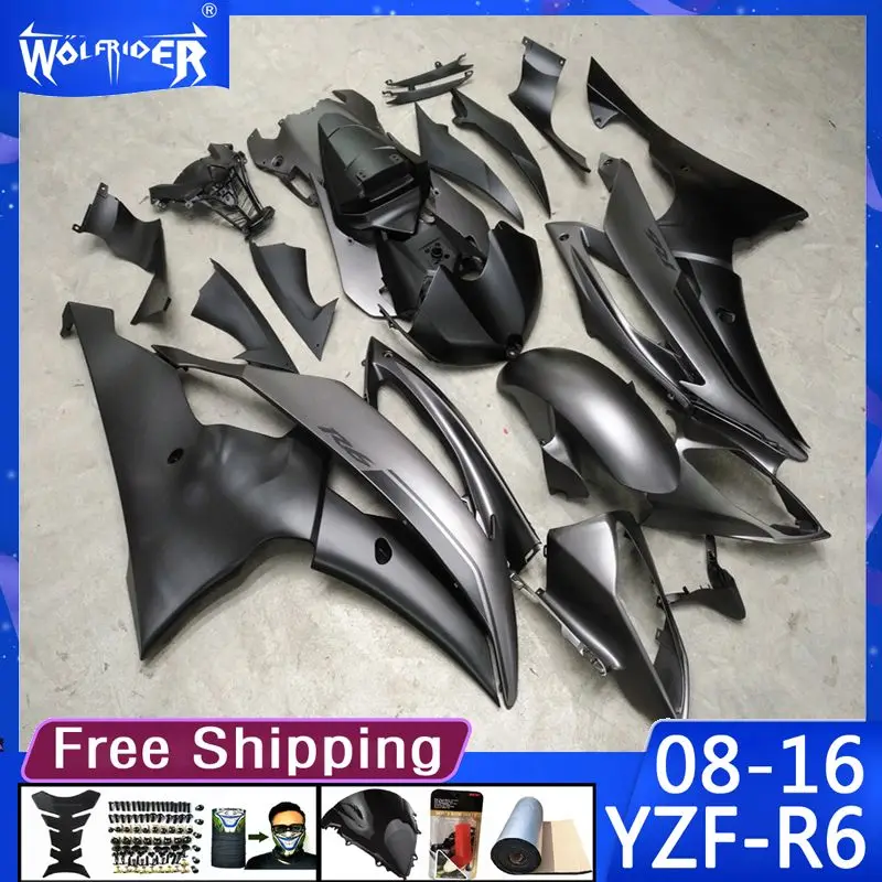 Motorcycle ABS plastic fairings for YZF-R6 2008-2016 YZFR6 08 09 10-16 Motorbike dark grey fairing Manufacturer Customize cover