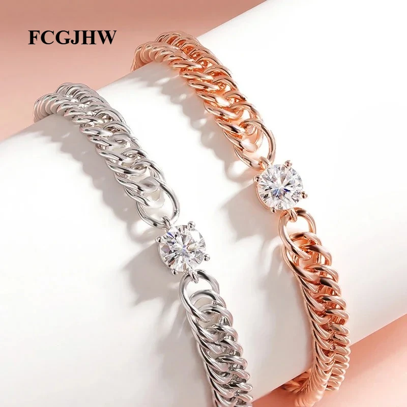 FCGJHW 1CT D Color Moissanite Silver Bracelet for Women Men Classic Sparkling Hip Hop Bangles S925 Sterling Silver  2026