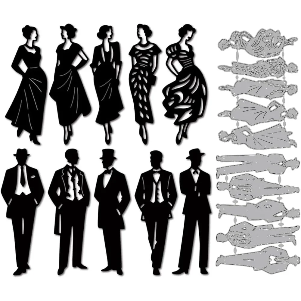 Damen und Herren Kohlenstoffstahl-Stanzformen Schablonen für DIY Scrapbooking Fotoalbum Dekorative Prägung Papierkarten Menschliche Figuren