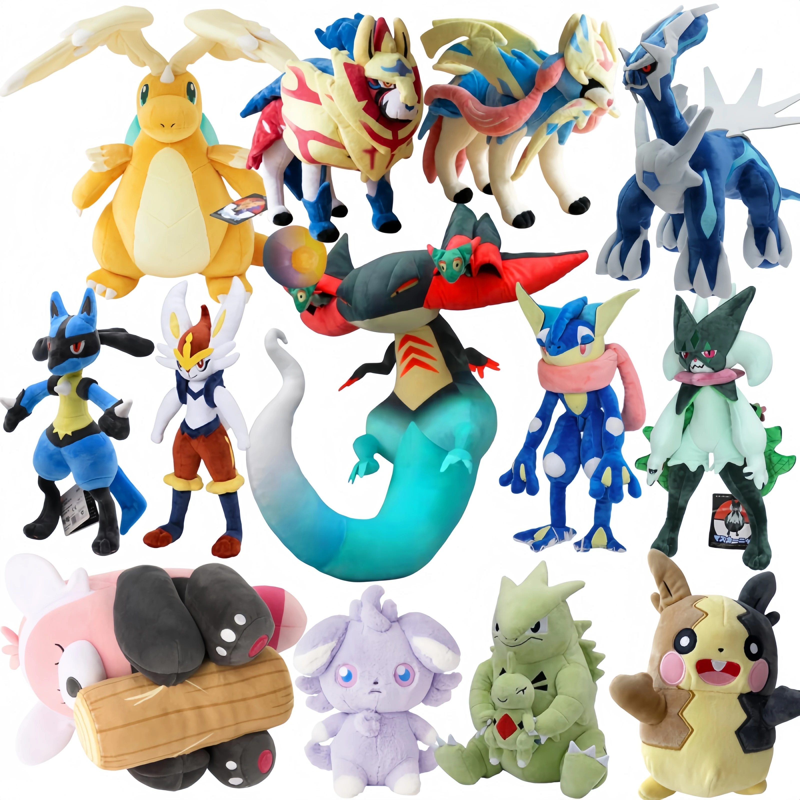 Peluche Dragapult, Peluches Zacian, Zamazenta, Dialga, Lucario, Mega Dragonite, Morpeko, Tyranitar, Muñeco de Peluche, Decoración de Hogar con Dibujos Animados