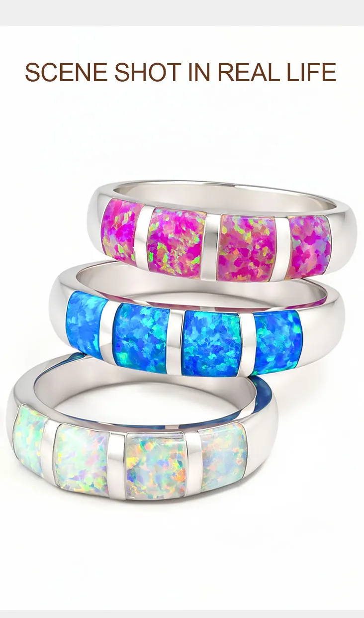 Vintage Opal-Kupferring für Damen und Herren, Gotischer Schmuck, Luxuriöses Hochzeits- und Verlobungsring-Set, Cocktail-Ringe als Geschenk für Sie – Detail 3