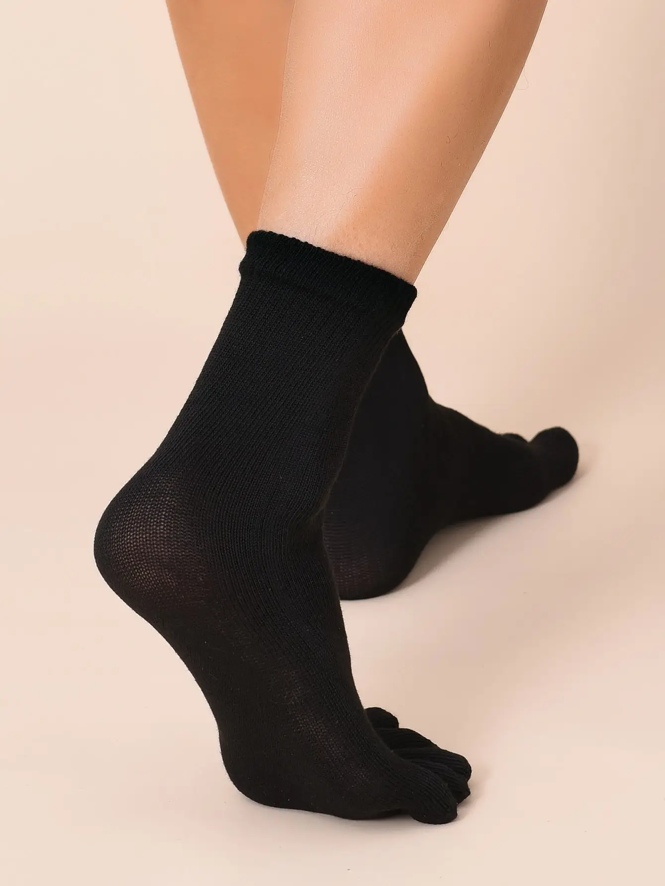 6 أزواج من الجوارب الرجالية بخمسة أصابع قابلة للتنفس، مريحة للذكور بلون سادة، جوارب قطنية متوسطة غير رسمية #3