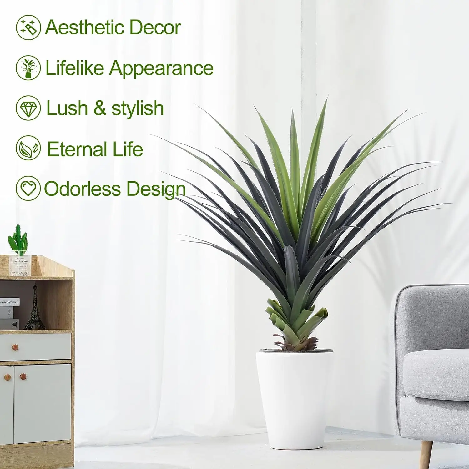 4ft Artificial Spiked Agave Plant, 48inch Faux Agave Plants Indoor Realistic Floor Plant Perfect for Front Porch, Patio, Indoor