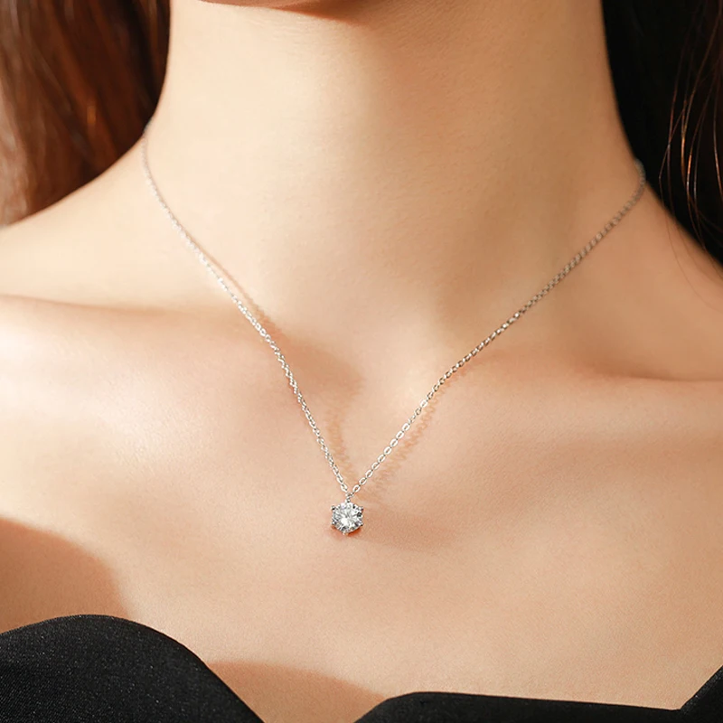NKHOG 1ct 2ct 5ct D Color VVS1 Moissanite Pendant Necklace For Women 925 Sterling Silver Jewelry Ladies Birthday Valentine Gift