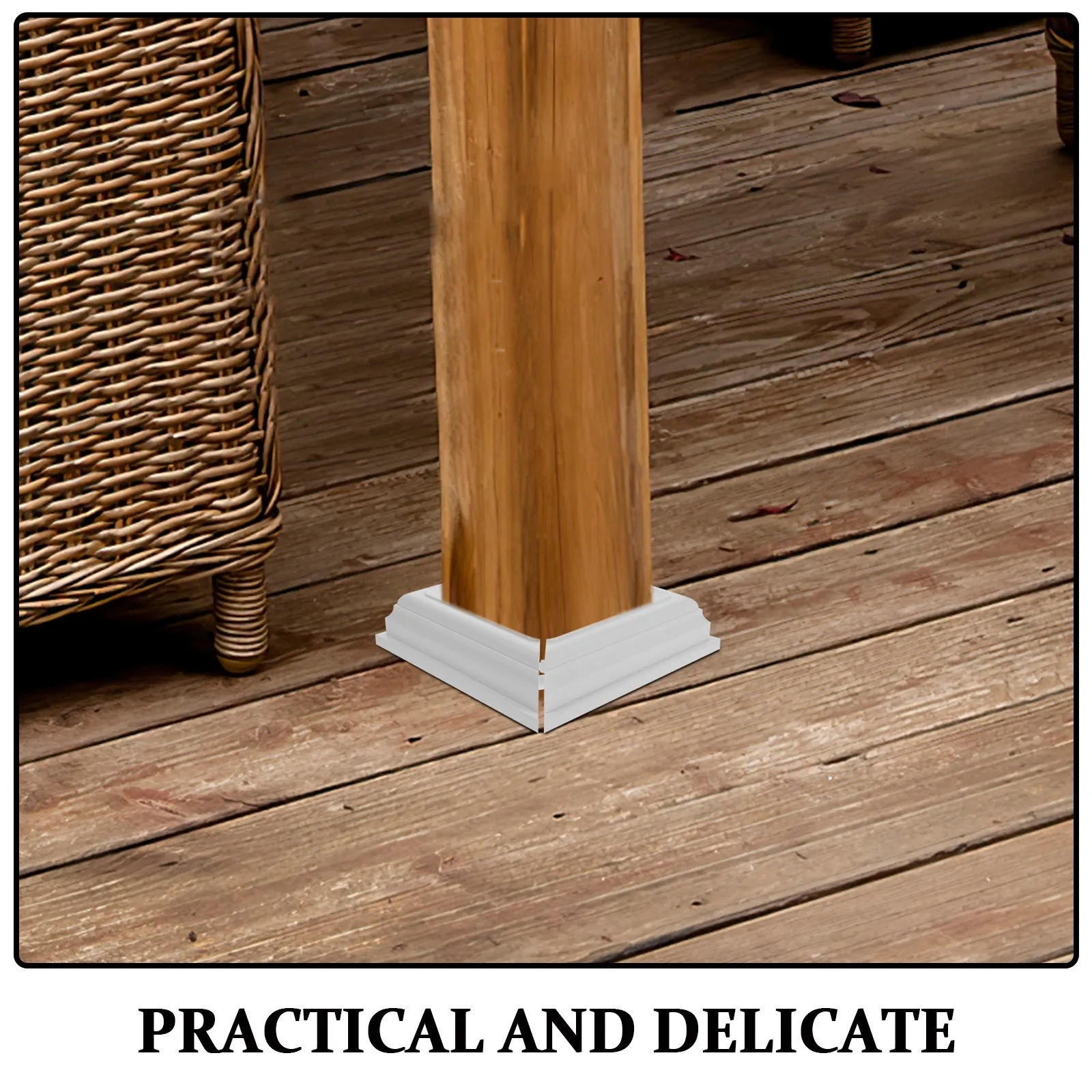 6Pcs Plastic Split Post Base Deck Post Base Cover White Fence Skirt Porch Outdoor Railing Umbrella