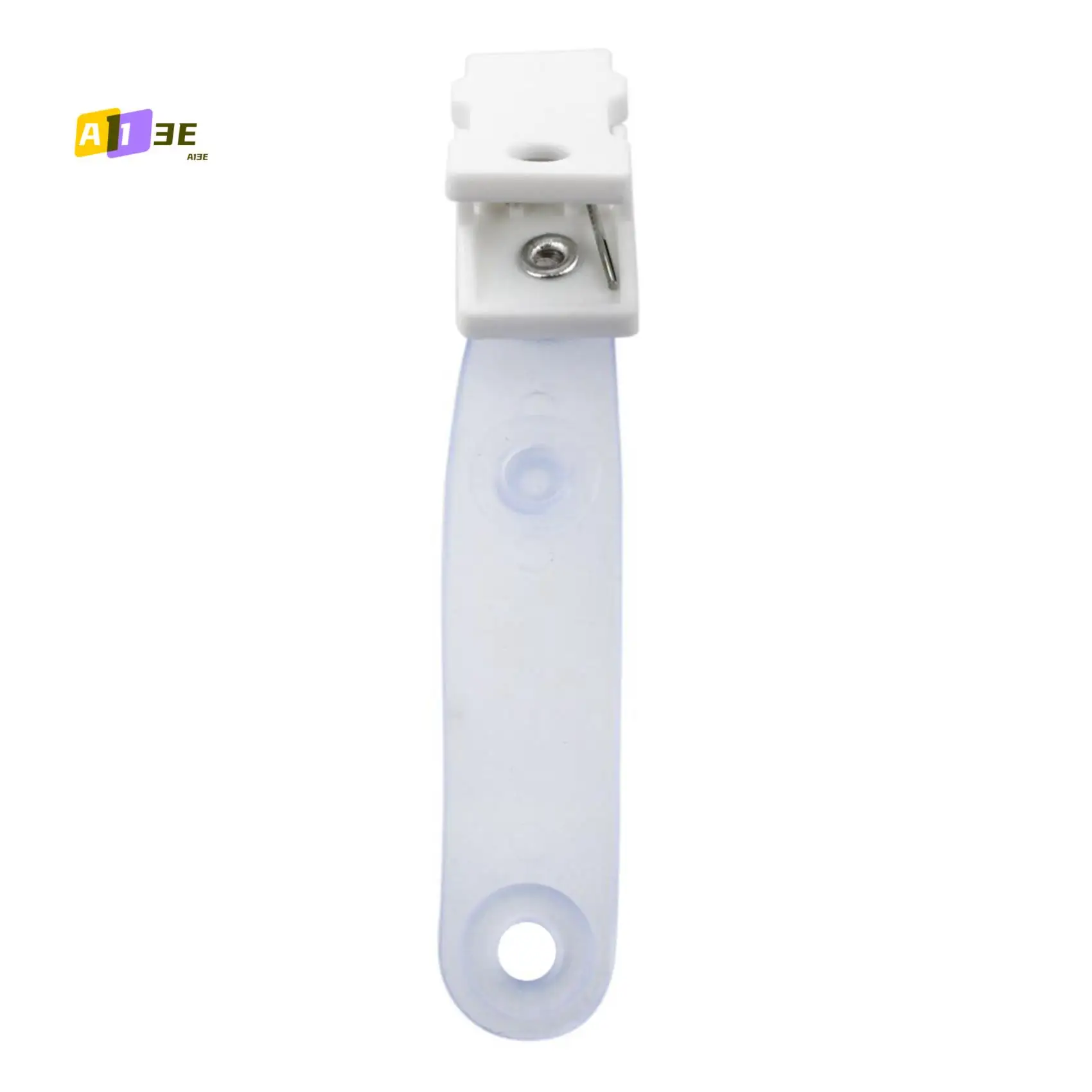 A13E-80 Pcs Plastic ID Card Name Tag Holder Badge Strap Clip White Clear