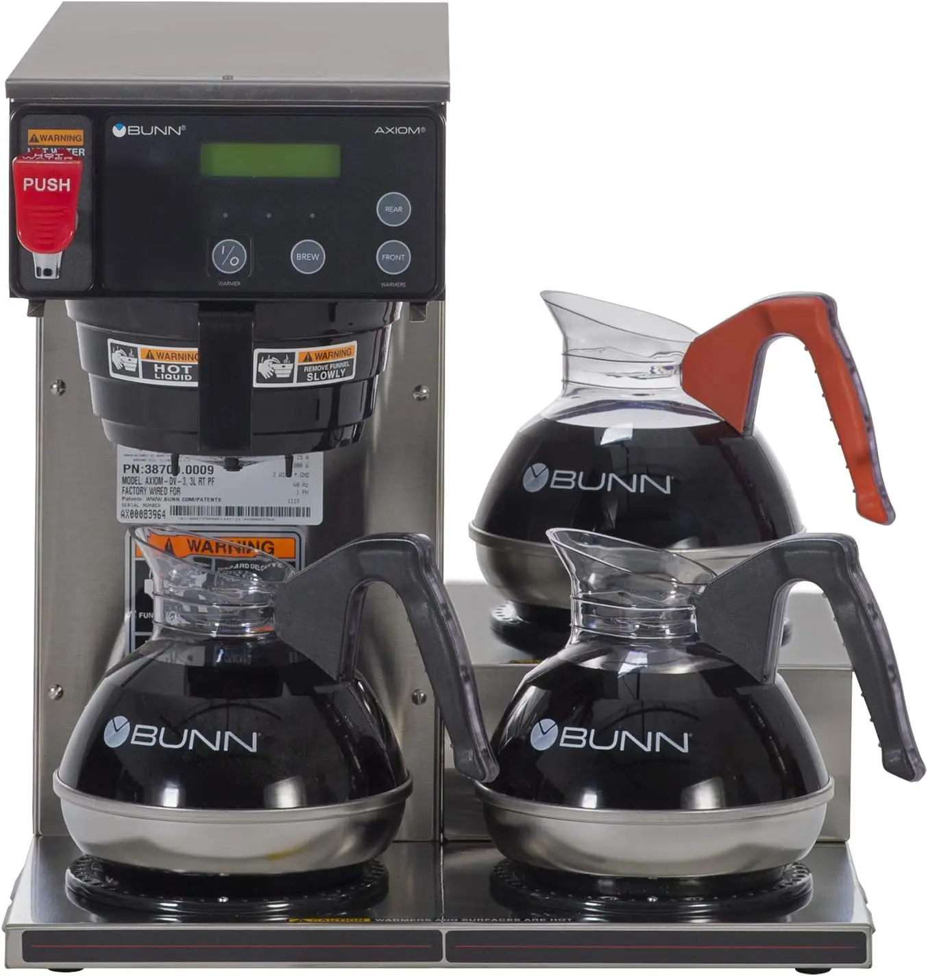 

BUNN Axiom 15-3, Automatic Commercial 12-Cup Coffee Maker, 3 Lower Warmers, 38700.0002,Gray