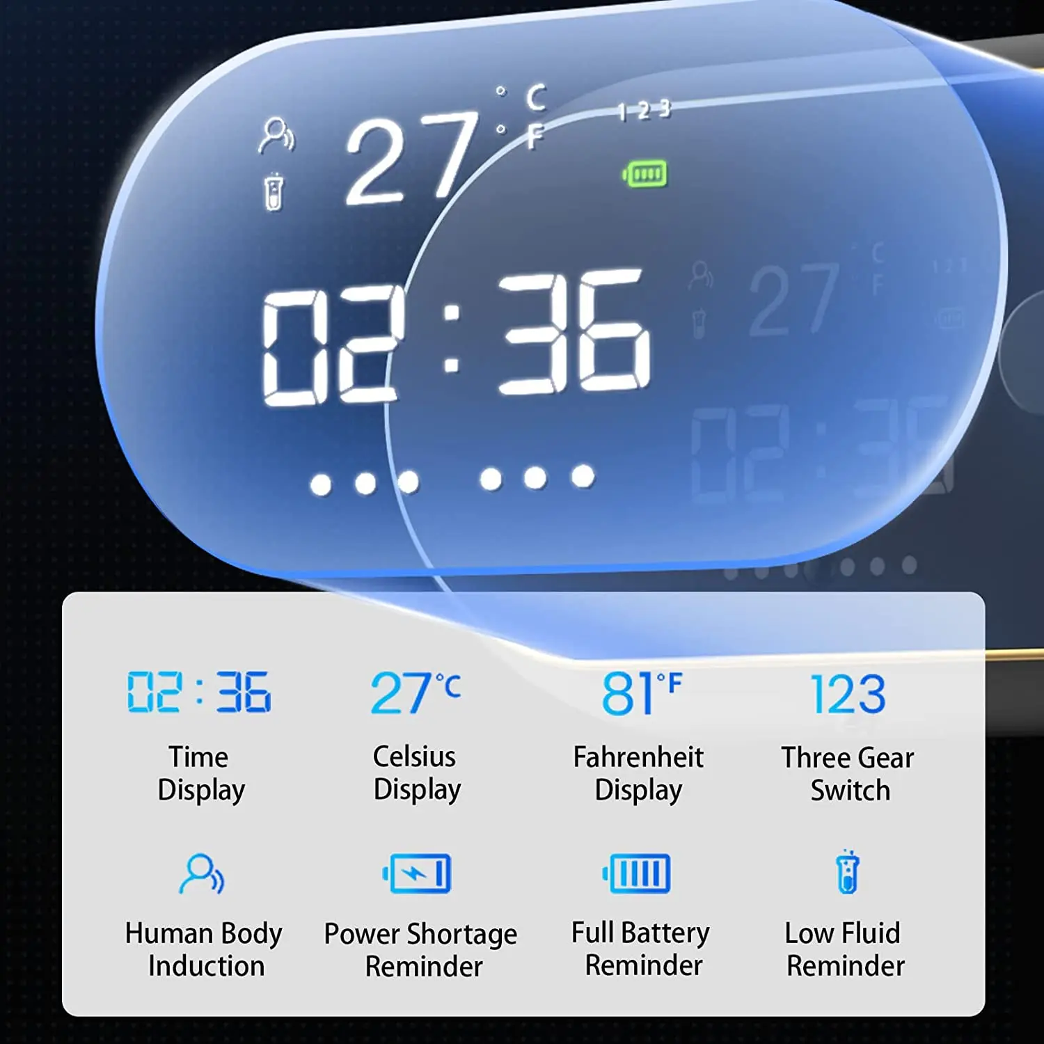 Imagem -04 - Dispensador de Sabão Automático Display de Temperatura Led Elétrico Não-contato Indução Infravermelha Máquina de Formação de Espuma Líquida Montado na Parede Novo