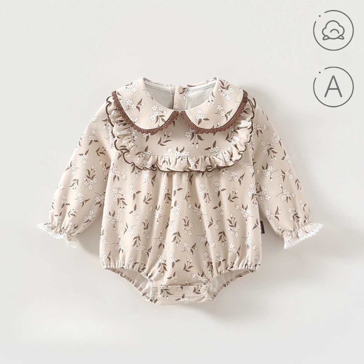 

Baby Girl 100% Cotton Floral Princess Style Long Sleeve Romper Bodysuit Newborn Pajamas Spring Autumn All Seasons Soft Outfits