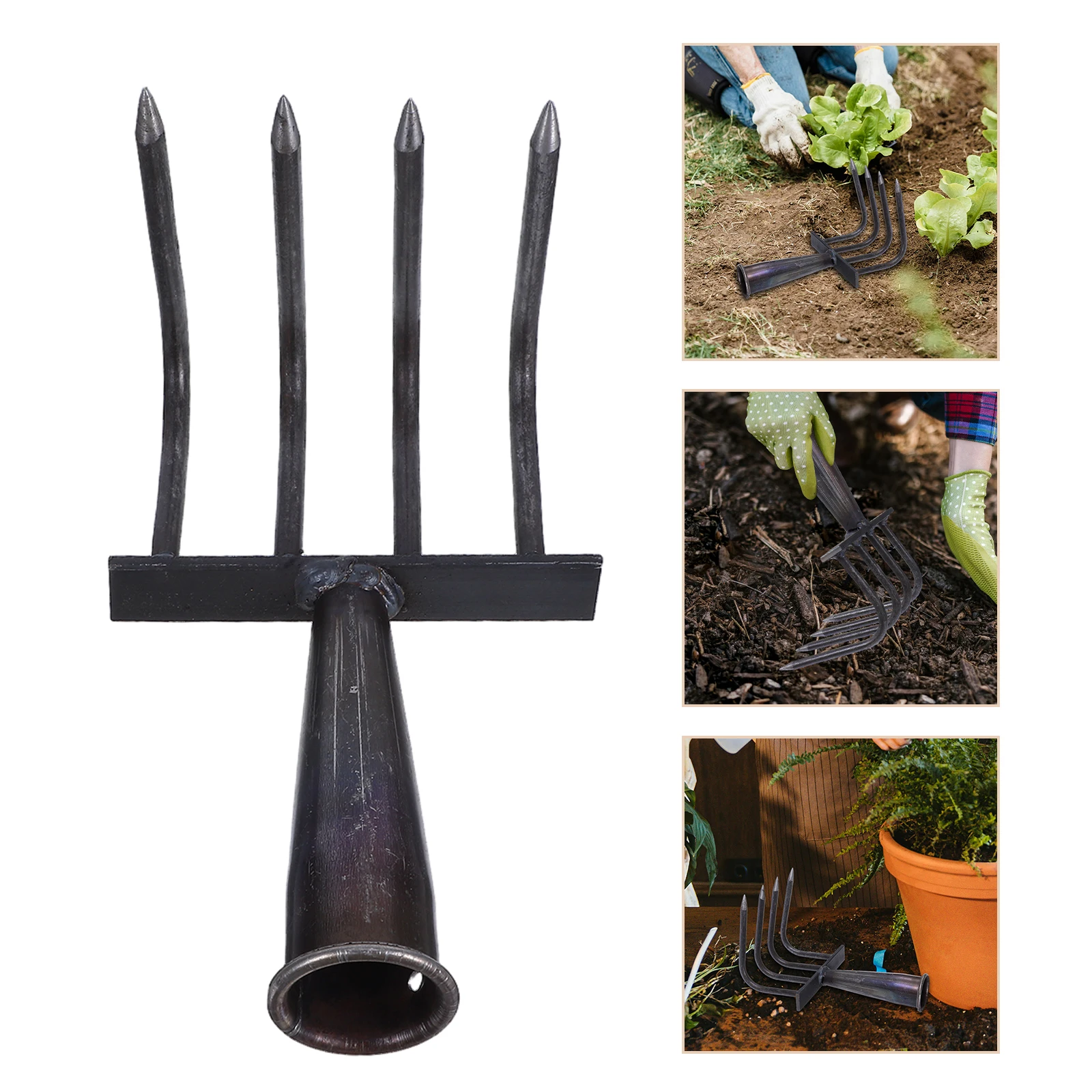 

1pc Heavy Duty Garden Rake Head Replacement For Lawn Yard Patio Leaf Removal Metal Hand Rake Soil Cleaning Tool Outdoor