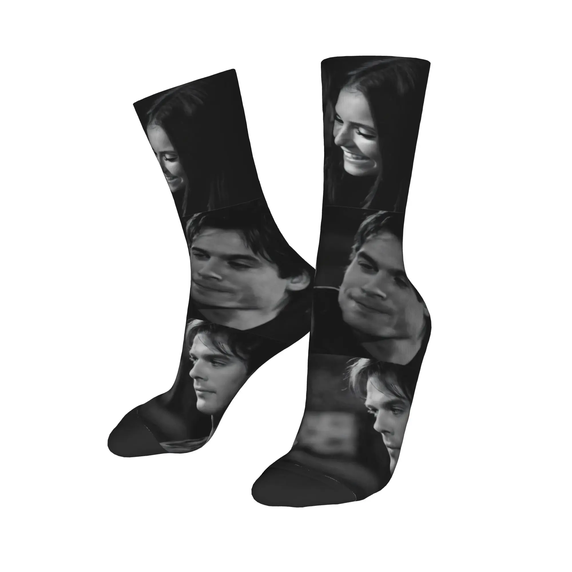New Men's Socks Harajuku Vampire Diaries Damon Salvatore Sock Polyester  Sport Women Socks Spring Summer Autumn Winter