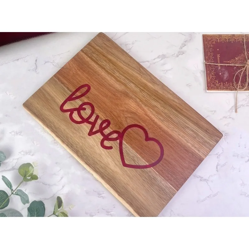

Valentine Epoxy Resin Board - Rosewood Cheese Plate for Couples, Heart Shape Charcuterie Tray for Fruit & Dessert, Gift Ready