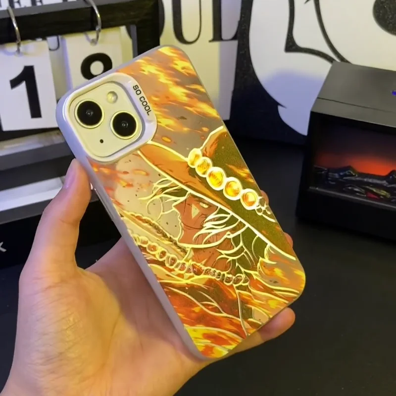 

Animation ONE Piece Ace Portgas D Ace Phone Case for iPhone 11 12 13 14 15 16 17 Pro Max Plus Air MINI Flame shockproof Cover