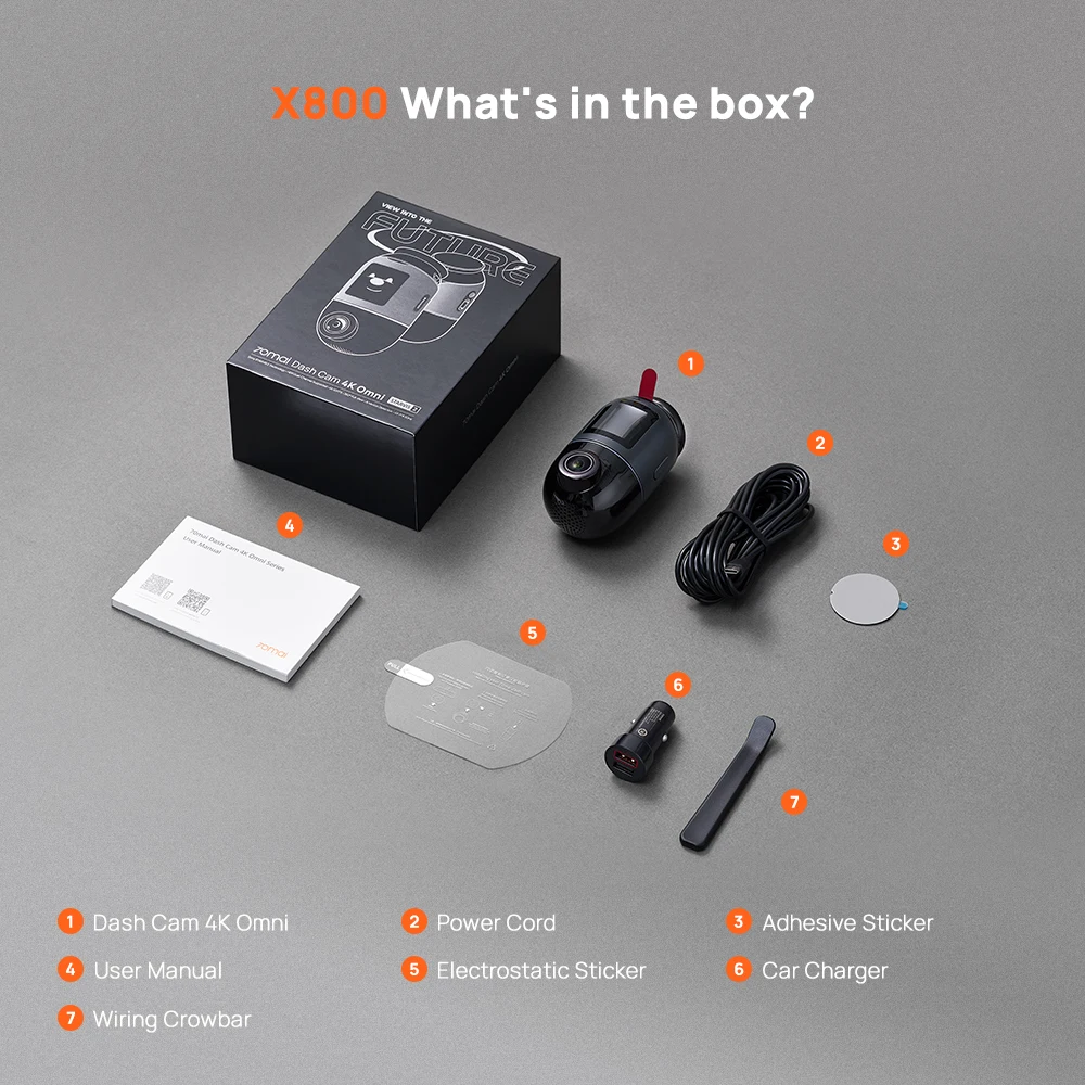 Global Version 70mai Dash Cam 4K Omni X800 360° Rotating Dual-Channel HDR Supported 4G Compatible Supercapacitor 70mai X800 Omni