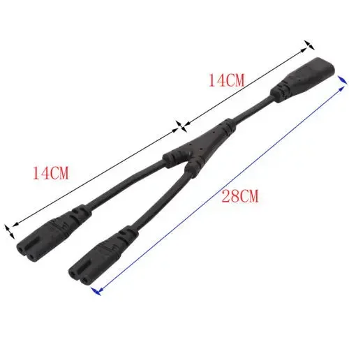 1 PC IEC 320 C8 2Pin mâle à 2 X C7 femelle Y câble d'alimentation divisé IEC 320 C7 à C8 cordons d'extension C8 mâle à C7 câble 30 cm 180 cm 3 m