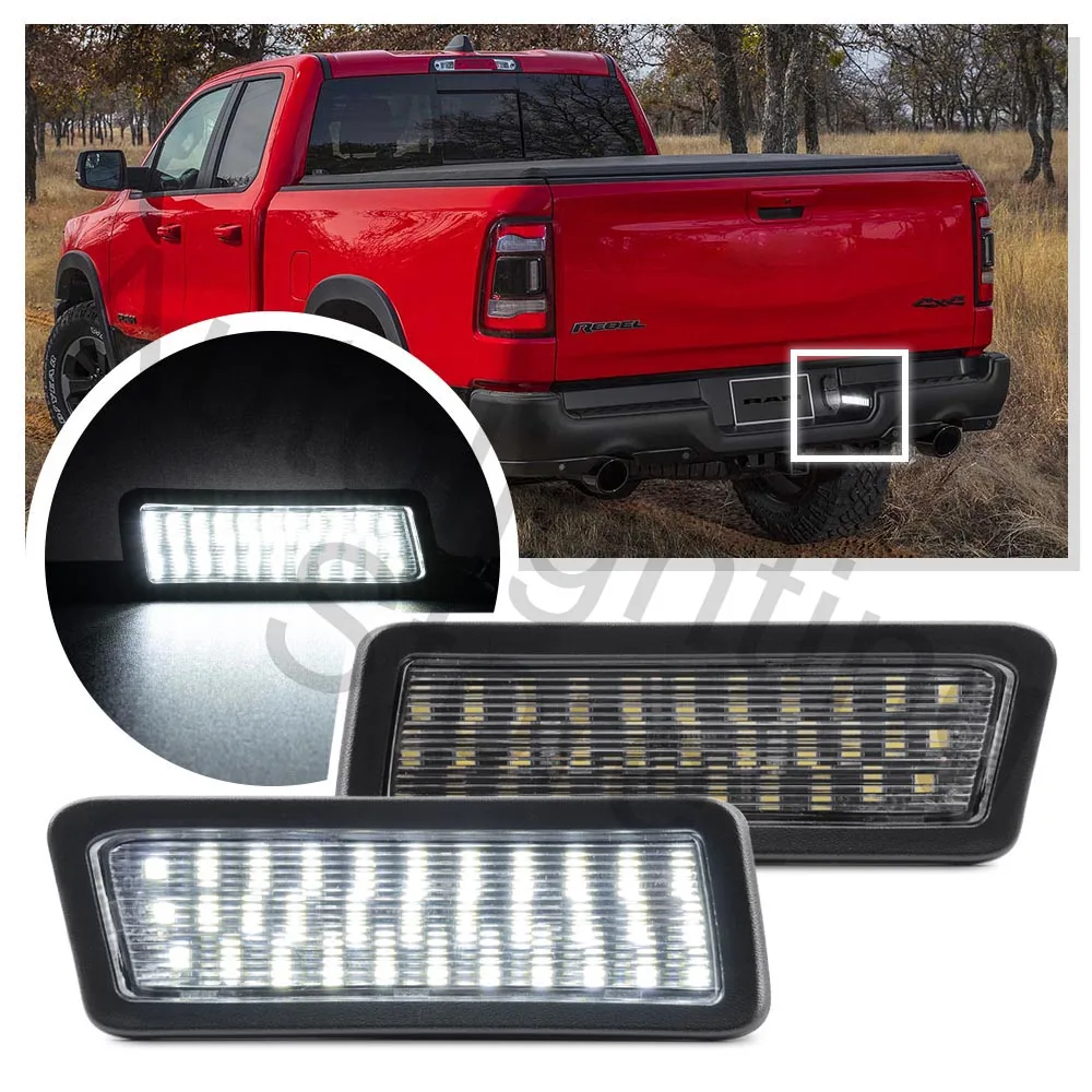 

2PCS 12v Led License Number Plate Light For Dodge Ram 1500 2019 2020 2021 2022 CANBUS Car No Error Rear White replace OEM Lamps