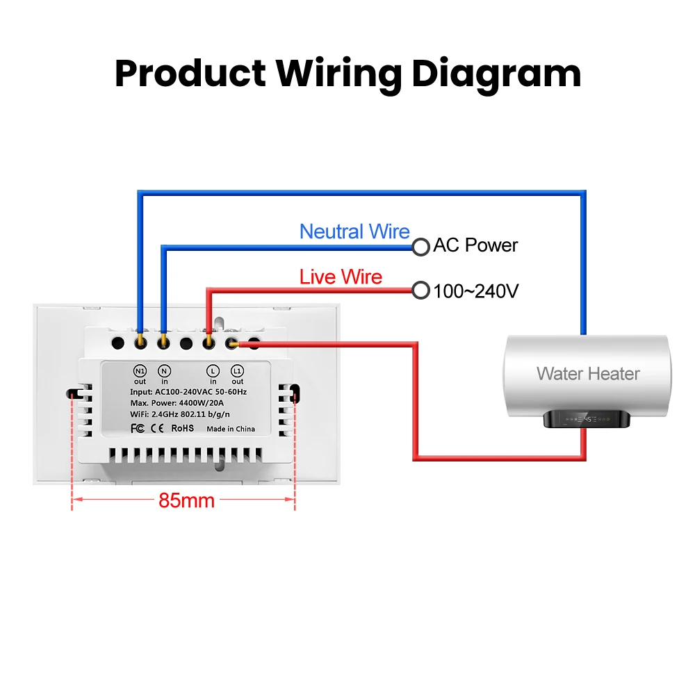 AVATTO 4400W /20A Smart WiFi Boiler Switch with 15/30 minTimer Function, Water Heater Switch Voice Works For Alexa Google Home