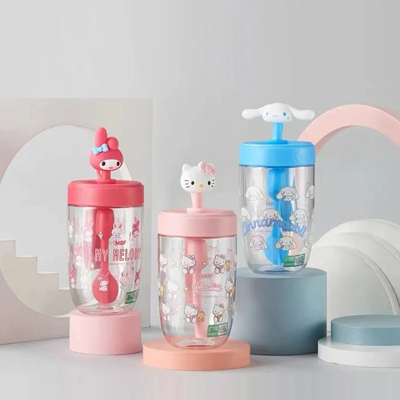 

Kawaii Sanrio Straw ложка для перемешивания Cup Hello Kitty Melody Cinnamonroll бутылка для воды летняя девушка Студенческая молочный коктейль пластиковая чашка