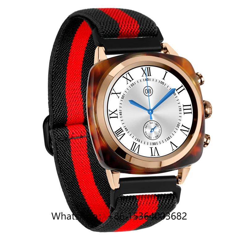 

TJXL-Wonlex 2023 BT Calling Women's Watch Adult Smart Watch DW24 Distinctive Nylon Stripe Strap