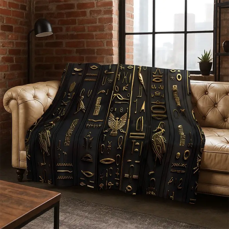 Egyptian Mythological mural pictograph Flannel Blanket Soft Warm Blanket Throw Blanket for Bedroom Living Room Bed Travel Picnic