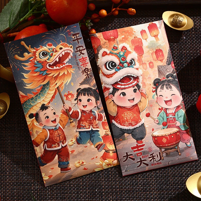 6Pcs/set Cartoon Shape Chinese New Year Redness Envelopes For Chinese Zodiacs Spring Festival Money Pockets Lunar New Year