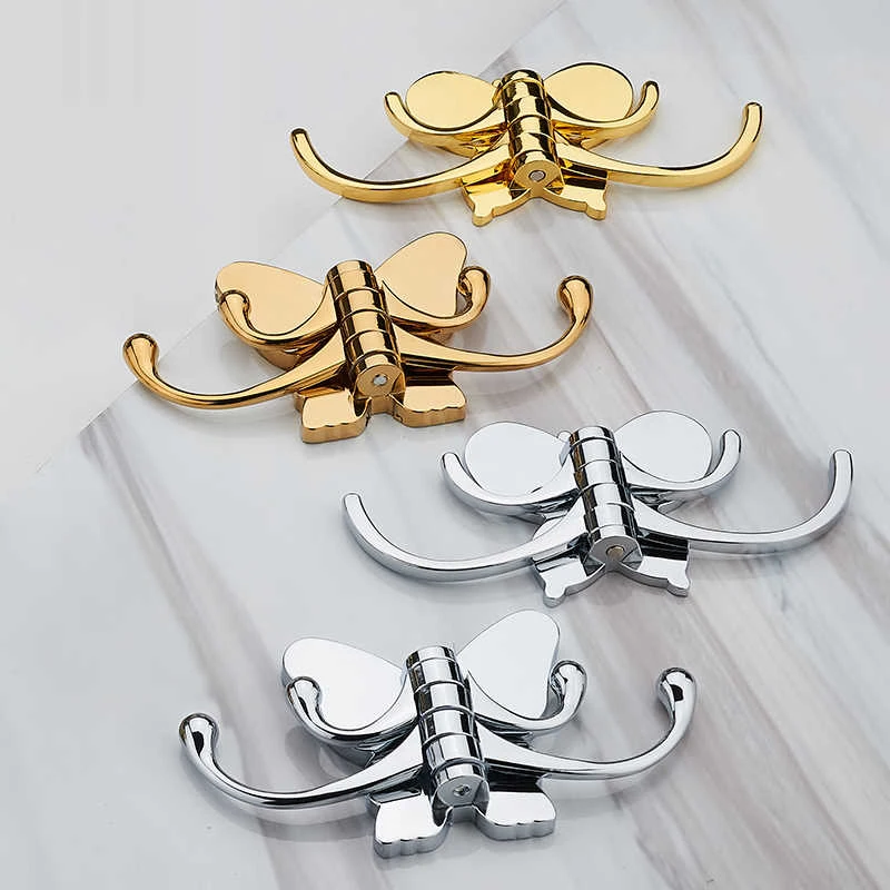 

1PCS Solid Rotating Butterfly Hanging Clothes Hook Wall Hanging Door Hat Hook Single Creative Clothes Wall Single Hook Entrance