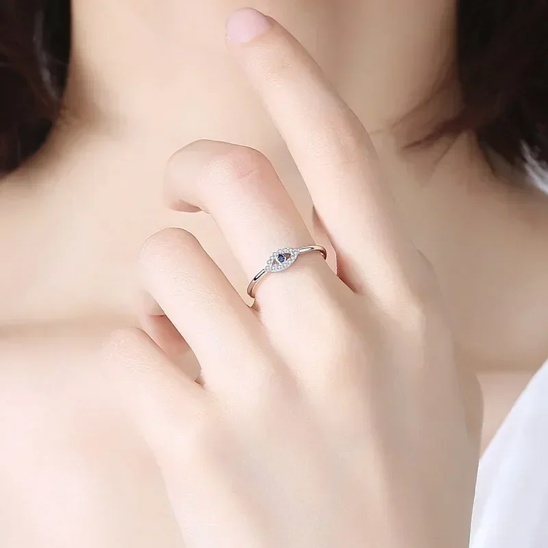 Kaletine Good Luck Evil Eye Ring Men 925 Sterling Silver Ring Blue CZ Yellow Rose Jewelry Engagement Ring Gifts For Women Bagues