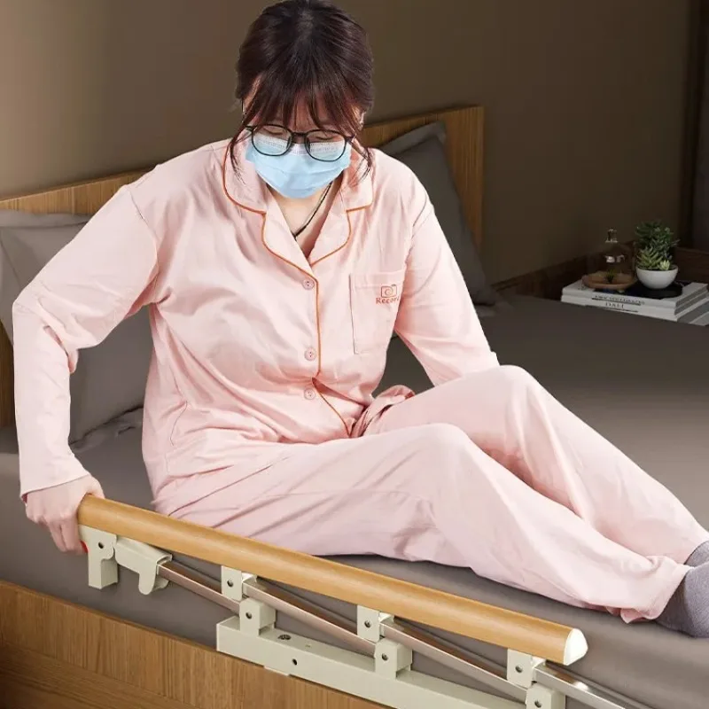 Foldable Bed Safety Rail for Elderly - Stainless Steel No-Drill Guardrail with Anti-Fall Design, Portable Bedside Assist Handle