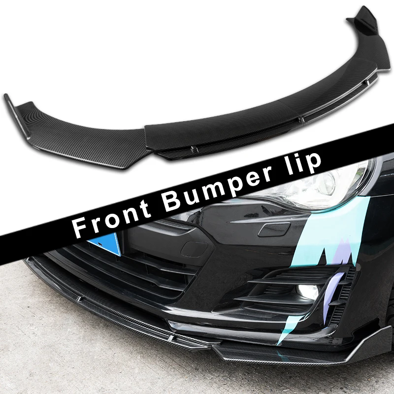 4pcs Universal Car Front Bumper Lip Body Kit Spoiler Black ABS Decorative Strip Bumper Canard Lip Splitter Parachoques Delantero