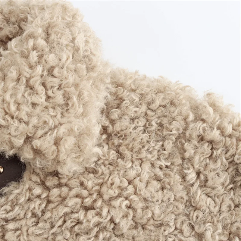 Women's Jacket Flip Collar Long Sleeve Versatile Rope Buckle Solid Color Winter New Style Coat