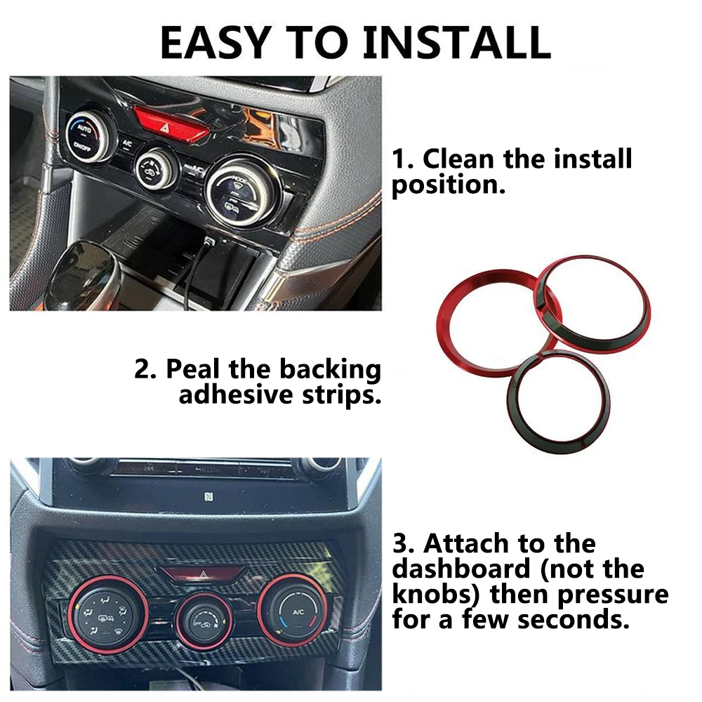 Car Air Conditioning Volume Switch Knob Decorative Ring for 2019-2024 Subaru Forester,Crosstrek 2018-2023, Impreza 2017-2023