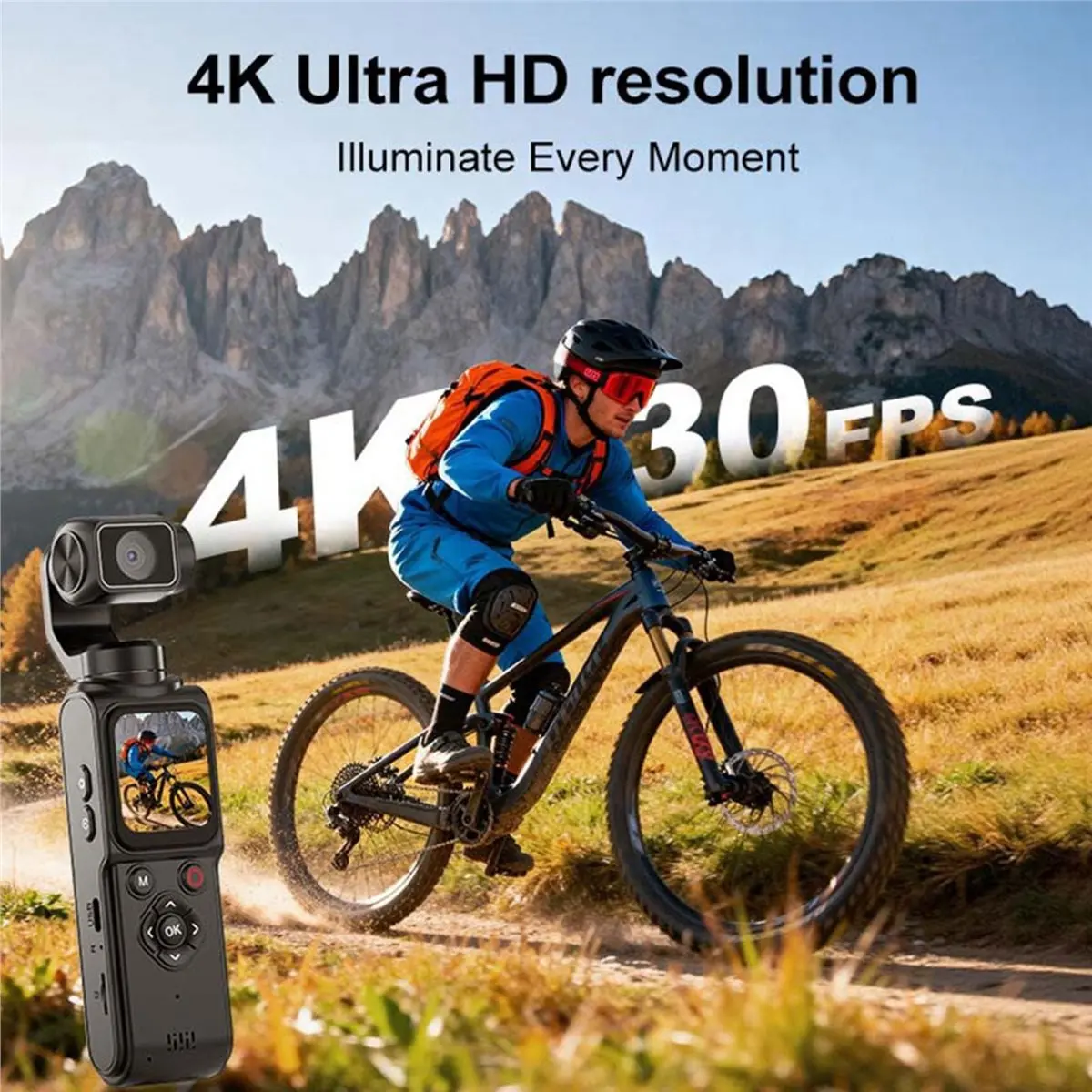 goodidea 4K Vlog Pocket Gimbal Camera with Face Tracking,18x Zoom, WiFi Handheld Stabilizer for Live Streaming Travel Vlogging A