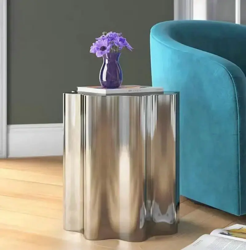 

Silver cloud shaped metal coffee table, modern creative design stainless steel edge table, living room sofa edge table BB485VE