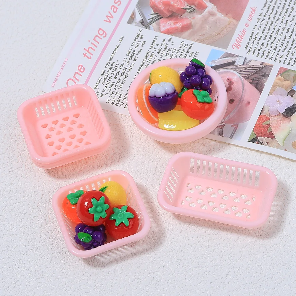 10sets/lot Mini Basket Supermarket Basket Dollhouse Simulation Miniature House Tools Decoration Home Decor Kitchen Accessories