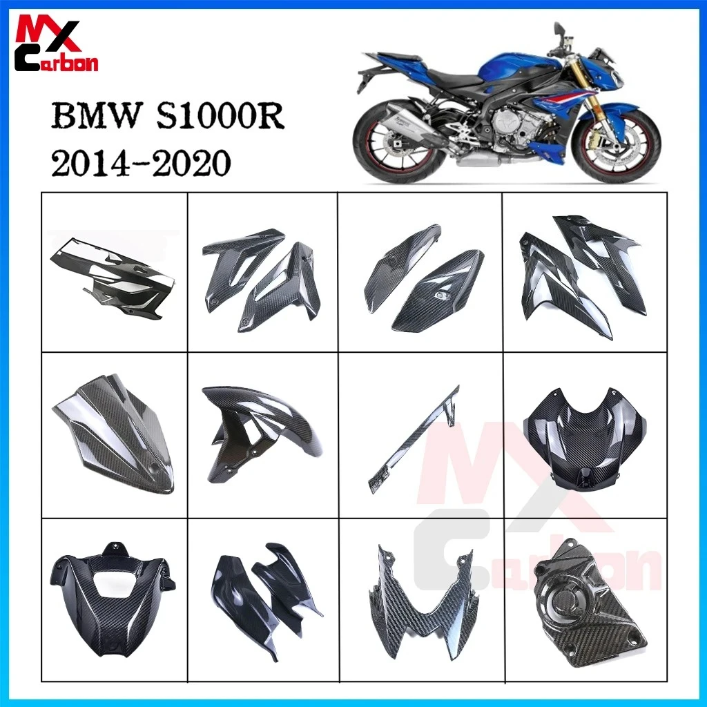 

For BMW S1000R 2014 2015 2016 Full Carbon Fiber Side Panels Tank Cover Bell Pan Front Fairing Kit Parts Motorcycle Accessories