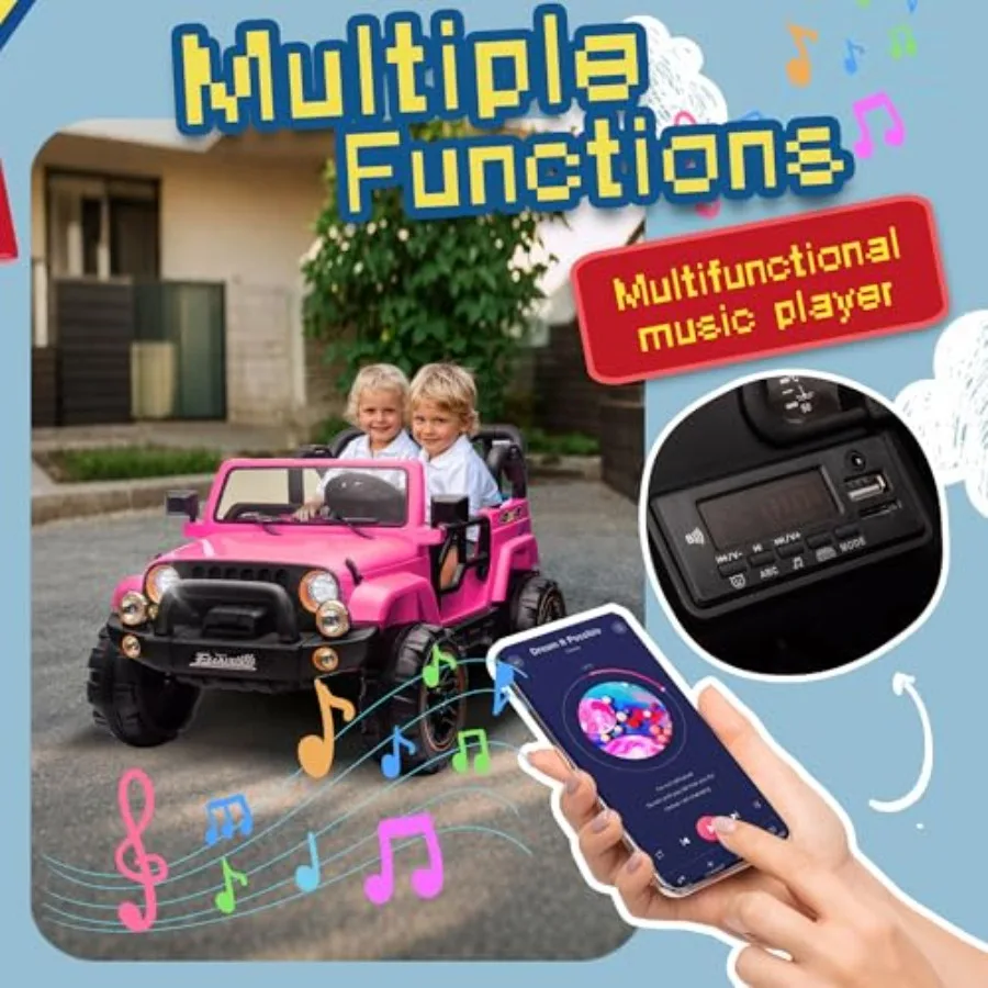 24V 2-Seater Ride on Jeep Car, Strong Motor Electric Vehicles W/Parents Control, Ride on Toys for Big with 4-Wheels Suspension,