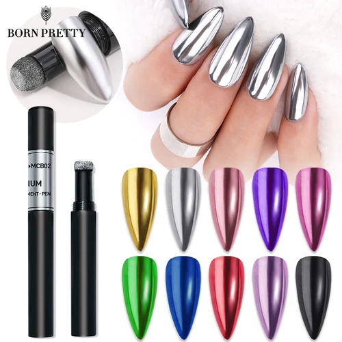 Imagen 1 del producto BORN PRETTY espejo brillo de uñas en polvo plata rosa brillo de uñas cojín de aire pluma mágica efecto cromado decoración de Color metálico