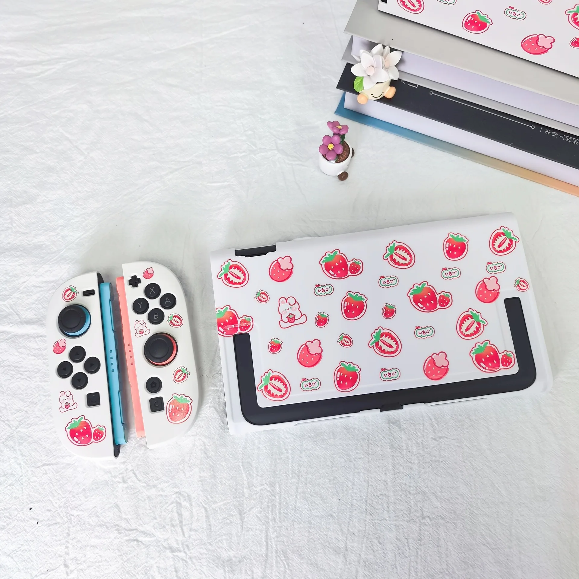 Ins Style Strawberry Pattern Switch 2 Case for Nintendo Switch 2 Consoles Joy-Con Controllers Dock Case Free Joystick Caps