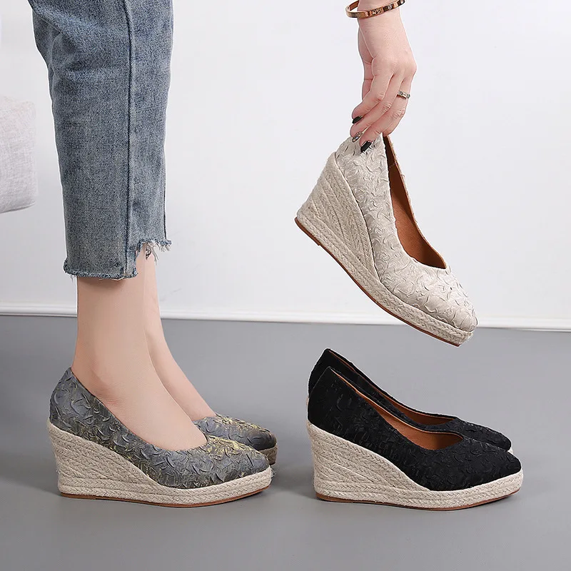 2023 High Heels Women Wedges Shoes Elegant Ladies Party Shoes Brand Women Pumps Retro Woman Wedge Heel 8cm