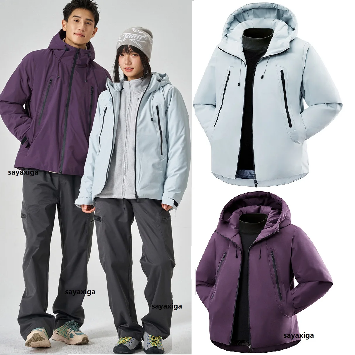 Veste thermique d'alpinisme pour hommes, coupe-vent, tissu imperméable, mode Hip Hop Design décontracté, surdimensionné, manteau d'extérieur, automne et hiver