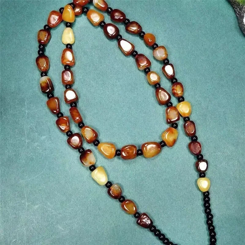 red skin seed material necklace sprinkled with gold skin seed material rough stone men's and women's hand-woven lanyard