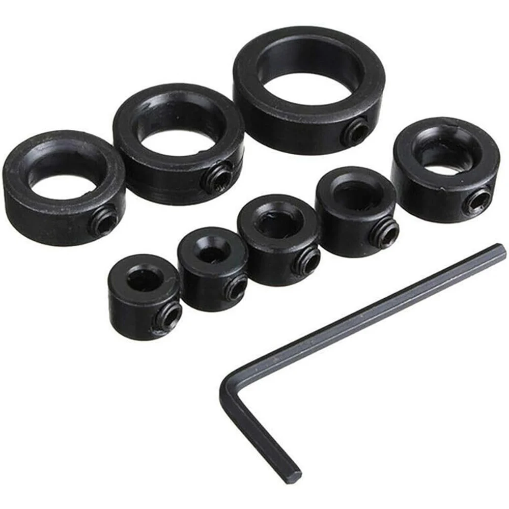 Depth Stop Drill Bit, 18 Piece Drill Stop Collar Set Positioner Ring and Hex Wrench (3mm, 4mm, 5mm, 6mm, 8mm, 10mm, 12mm, 16mm)