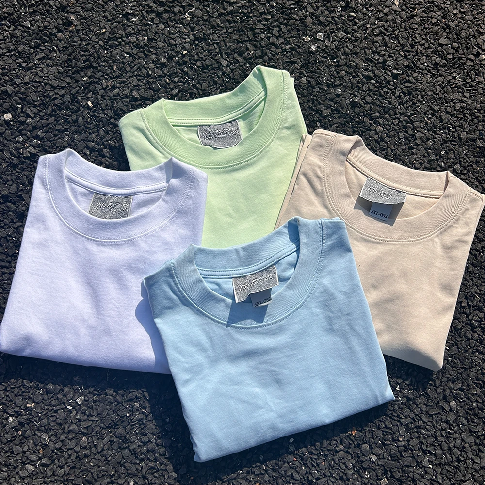Heavyweight 260G High-End Short Sleeve T-Shirt Low Saturation Melange Couple's Wear Casual Summer Fashion round Neck Tee