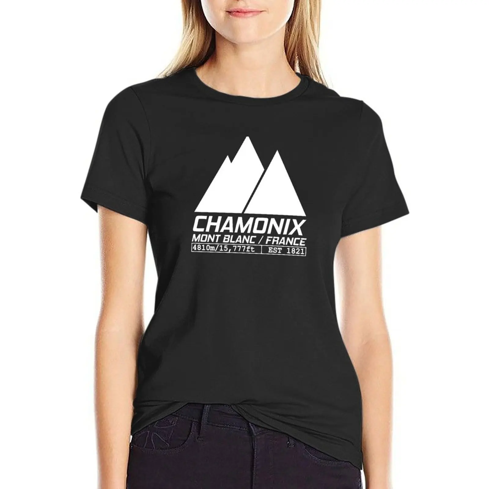 Chamonix France Ski Resort Mont Blanc Skiing T-Shirt Female clothing summer clothes lady clothes tees Women's tee shirt