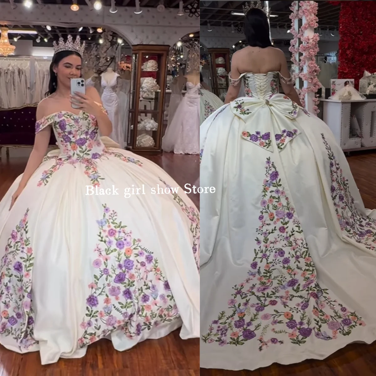 

Mexican Queen vestidos de 15 quinceañera White Off Shoulder Floral Embroidery Sweetheart Sheath A-Line Puffy Dress Customized